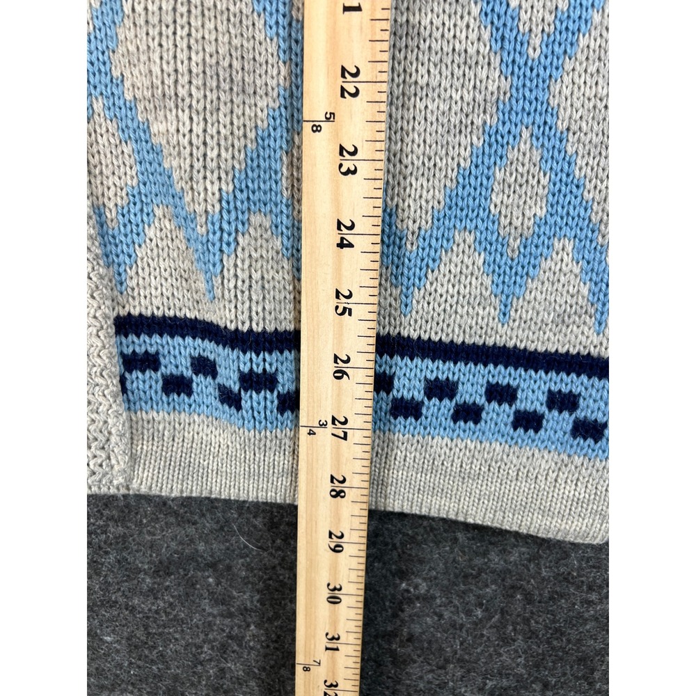 VTG 70s Cowichan Fair Isle Cardigan Mens Large Tundra Virgin Wool Sweater Cozy - Picture 4 of 6